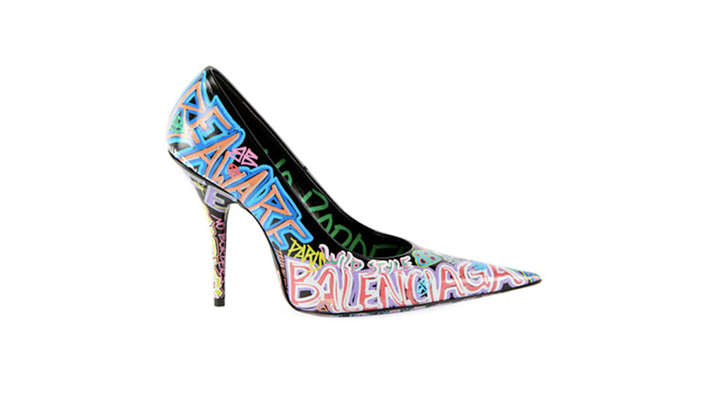 Balenciaga Graffiti Knife Pointed Pumps Story Rain