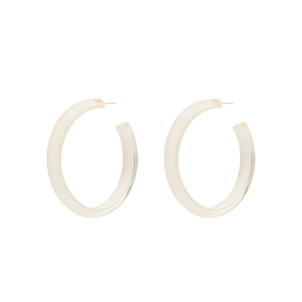 Alison Lou Loucite Medium Jelly Hoop Earrings in White Story Rain