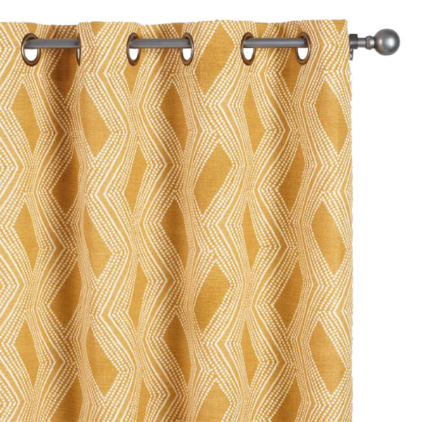 World market mustard geometric bandhani grommet top curtains