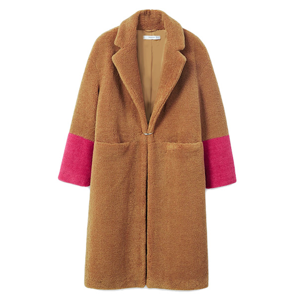 Mango contrast faux fur coat