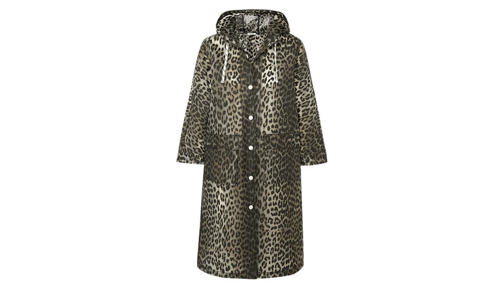 Ganni Leopard Print Matte PU Coat Story Rain