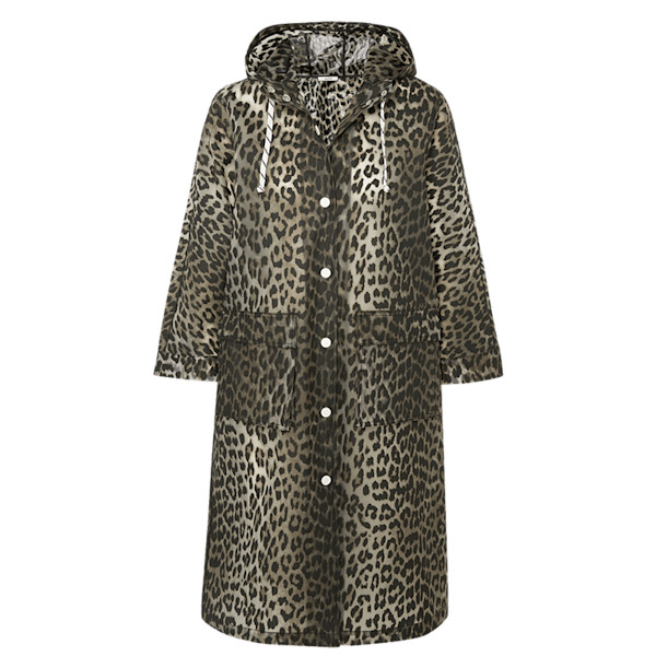 Ganni leopard print matte pu coat