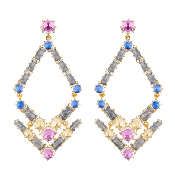 Larkspur   harp caterina trapezoid chandelier earrings