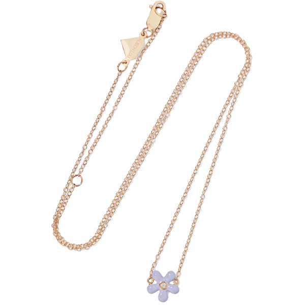 Alison lou wildflower enameled 14k gold diamond necklace