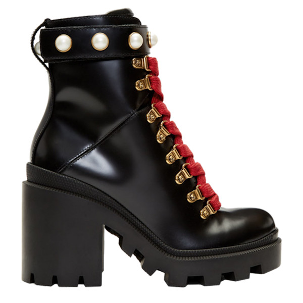 Gucci flat trip top leather hiking boot
