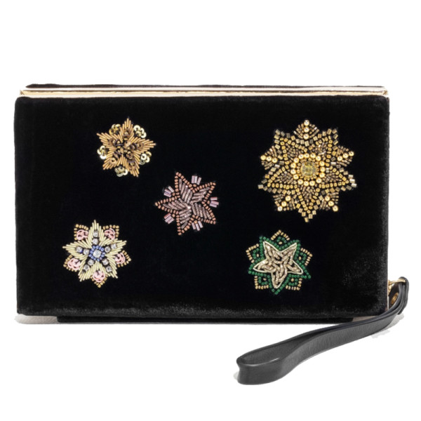   other stories embroidered velvet clutch