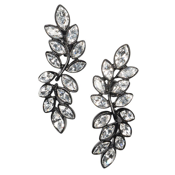 Kenneth jay lane crystal leaf drop clip earring