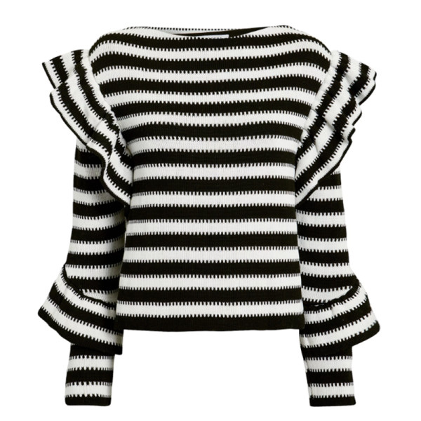 Philosophy di lorenzo serafini black and white ruffle sweater