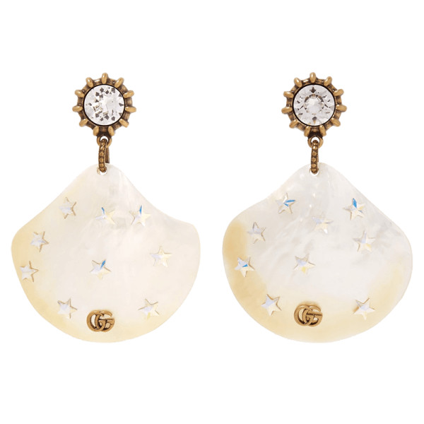 Gucci gold tone  pearl and crystal earrings