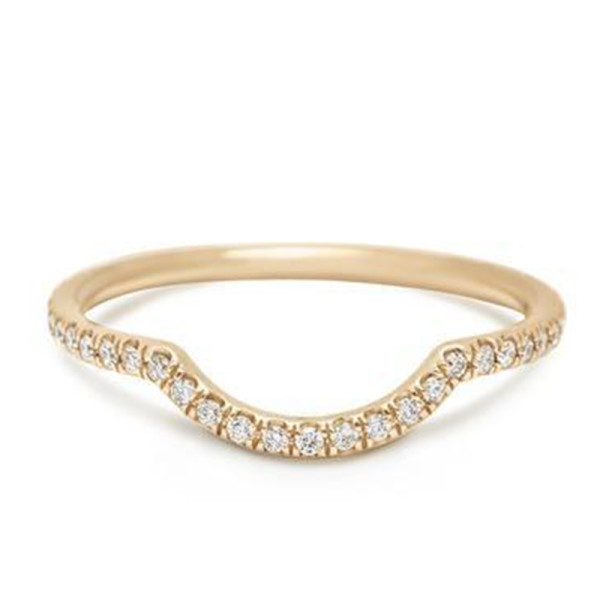 Anna sheffield eleonore pave   scallop ring in yellow gold