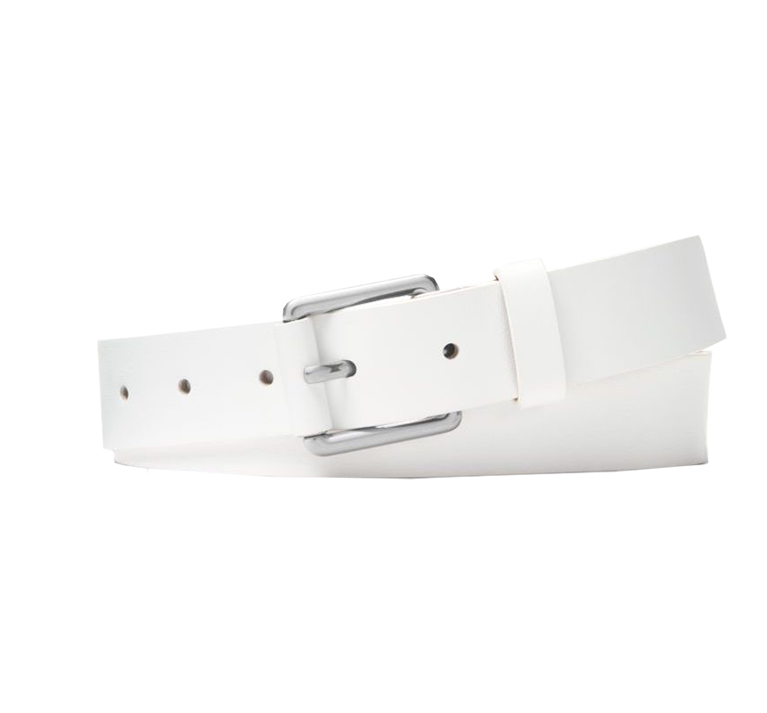 white leather skinny belt