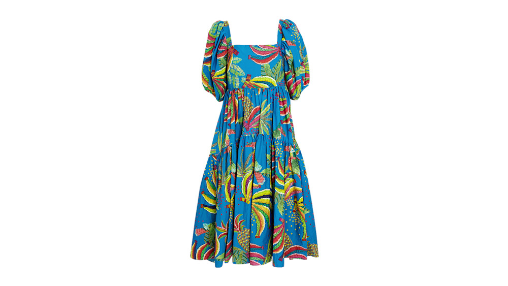 farm rio blue lace banana midi dress Blue Banana Midi Dress by FARM Rio