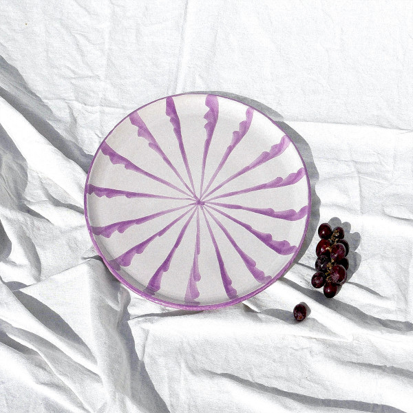 Pomelo purple casa lila dinner plate with candy cane stripes