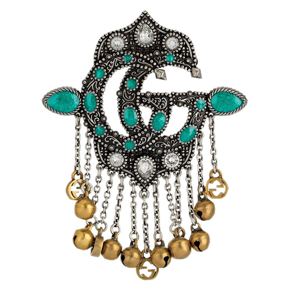 累積売上総額第1位【GUCCI★グッチ】GG MARMONT FRINGE BROOCH Gucci - Encrusted GG Marmont Fringe Brooch | Story + Rain