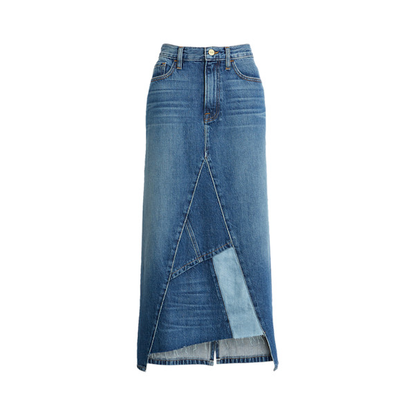 Frame Le Midi Patchwork Denim Skirt Story Rain