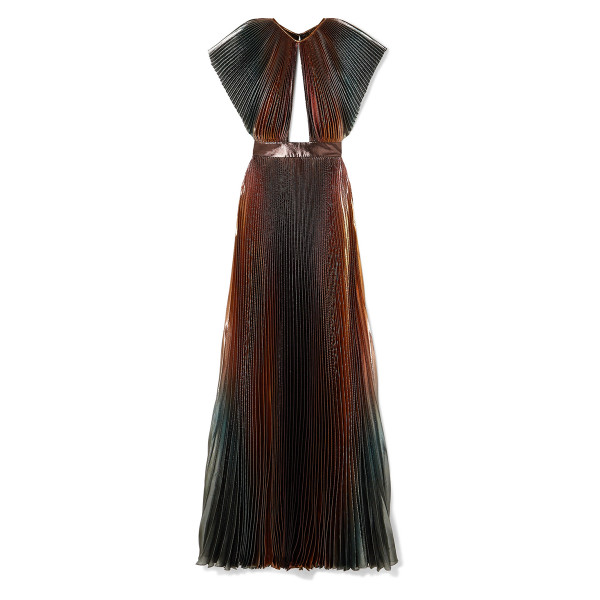 Givenchy metallic ombre plisse cutout gown