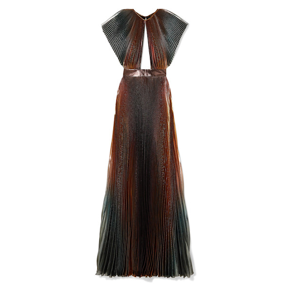Givenchy - Metallic-Ombre Plisse Cutout Gown | Story + Rain Givenchy - Metallic-Ombre Plisse Cutout Gown | Story + Rain