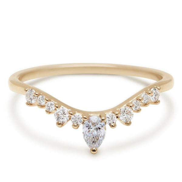 Anna sheffield pear diamond celestine band ring in yellow gold