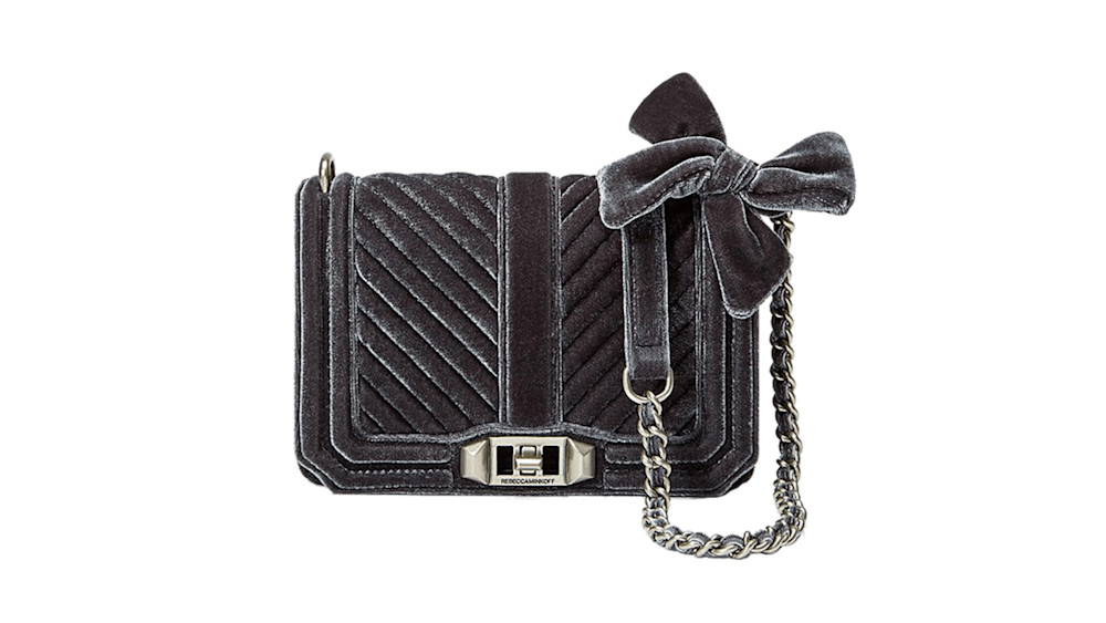 Rebecca Minkoff Velvet Chevron Quilted Small Love Crossbody Story Rain