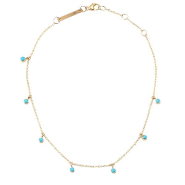 Zoe chicco turquoise   14k yellow gold anklet