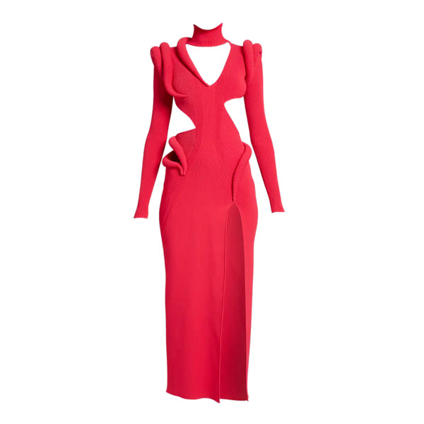 Alexander McQueen Long Cutout Ribbed Dress | Story + Rain Alexander McQueen Long Cutout Ribbed Dress | Story + Rain