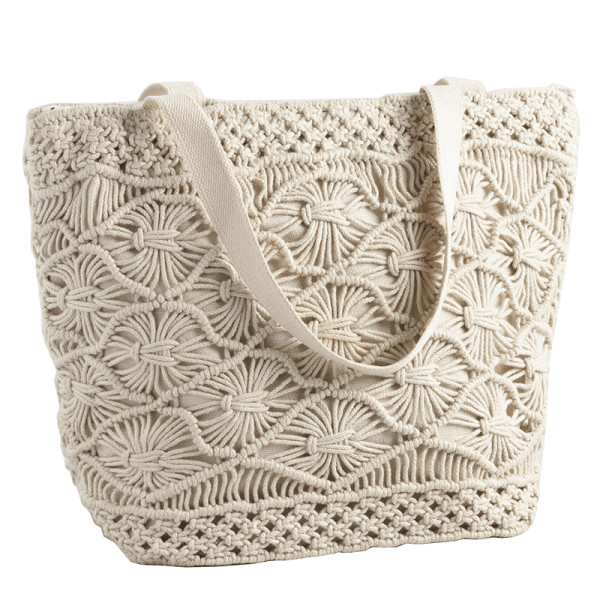 Buy Macrame Market Bag Bamboo Handles Shopping Tote Bag Bohemian Online in  India 
