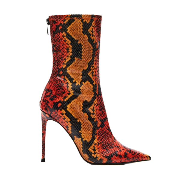 Steve Madden Lanae Orange Snake Stiletto Boots