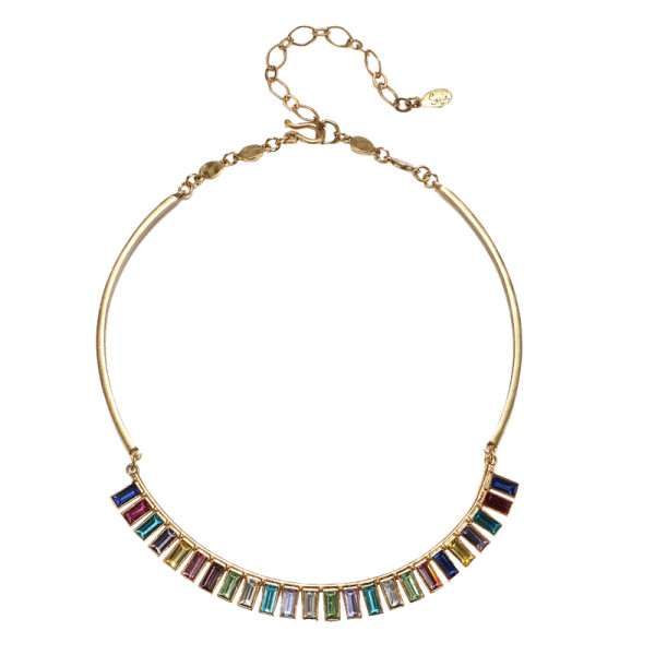 Sequin rainbow baguette choker necklace