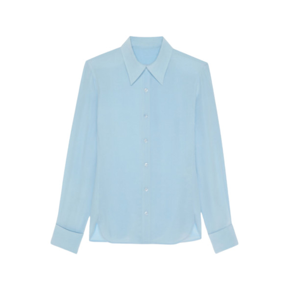 Fitted shirt in silk crepe de chine
