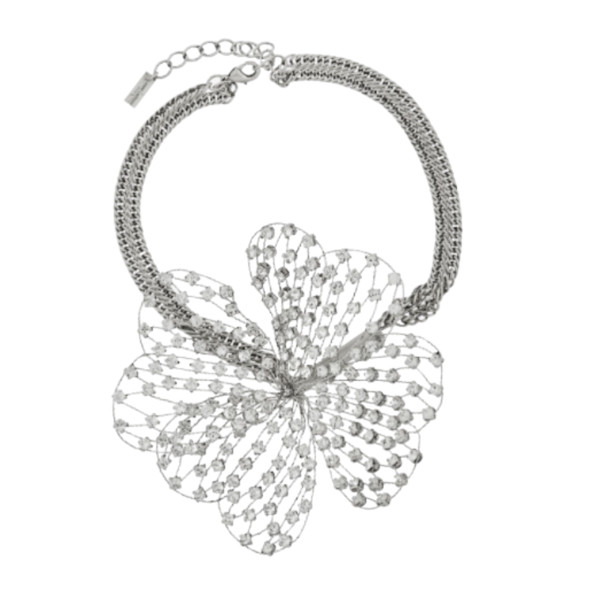 Saint Laurent Crystal Lace Clover Choker Story Rain