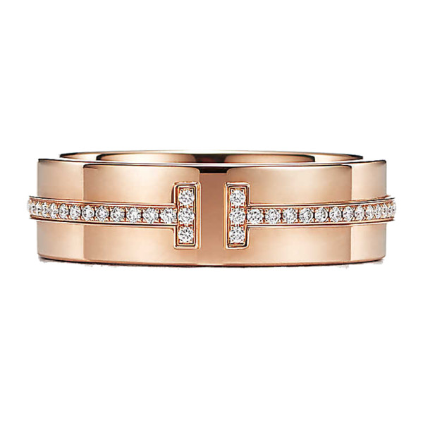 Tiffany   co. two ring in 18 karat rose gold with diamonds 