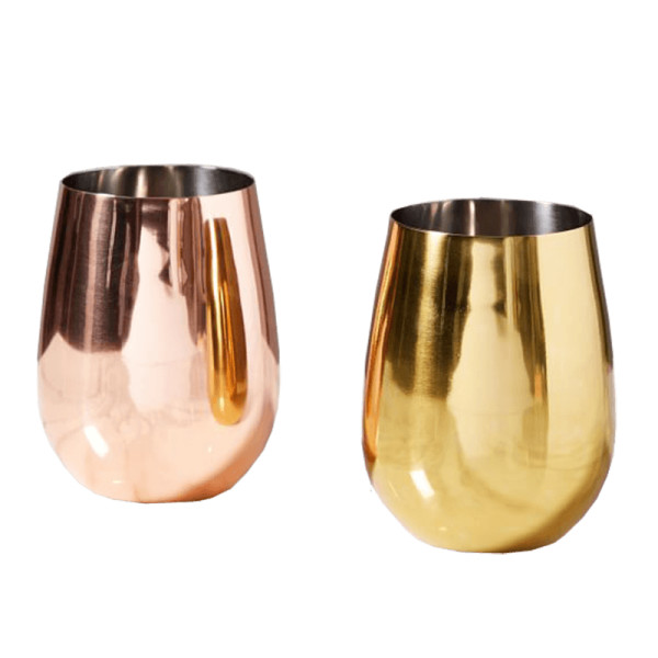 West elm metal stemless wine glasses