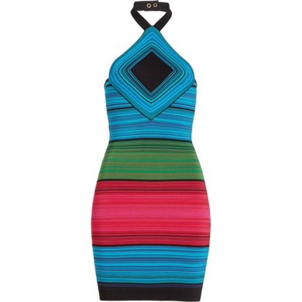 balmain short knit dress with multicolor stripes Balmain Navy Blue White Striped Knit Short Dress M