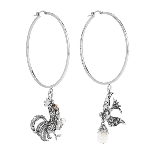 Alexander mcqueen silver plated  crystal and faux pearl earrings