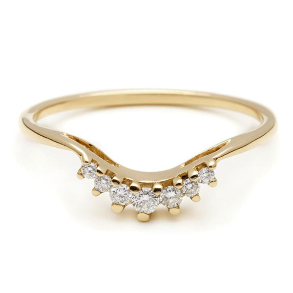 Anna sheffield white diamond luna tiara ring in yellow gold