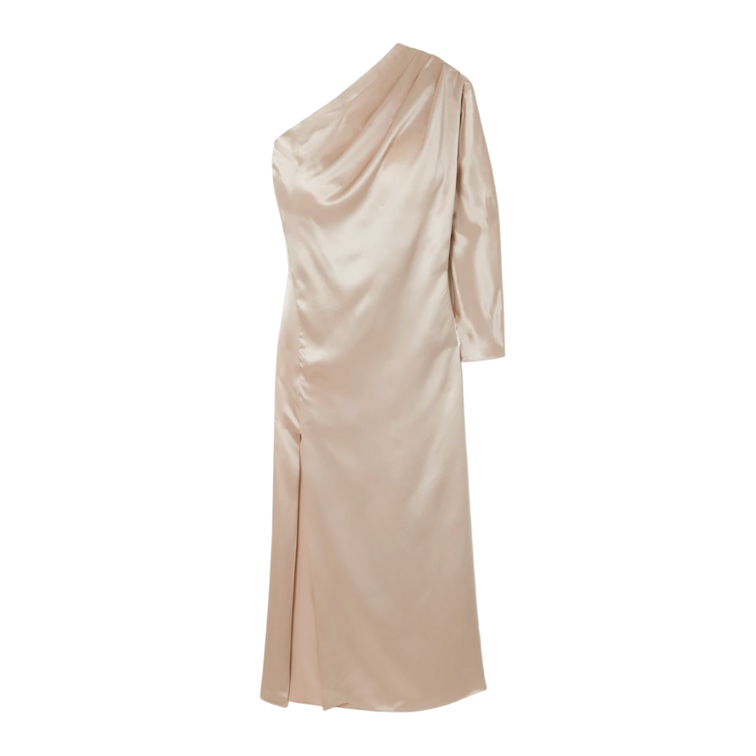 Artclub - Modena One-Sleeve Draped Silk-Satin Midi Dress | Story + Rain