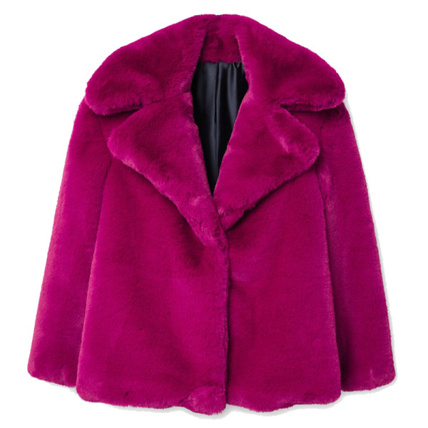 Mango Lapels Faux Fur Coat Story Rain, Mango Pink Fur Coat