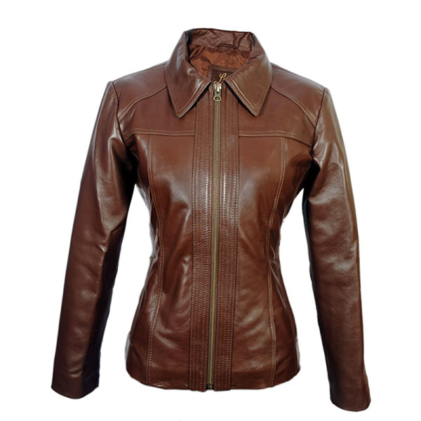 Brown leather jacket