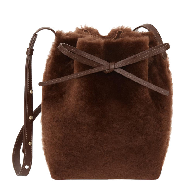 Shearling mini bucket bag