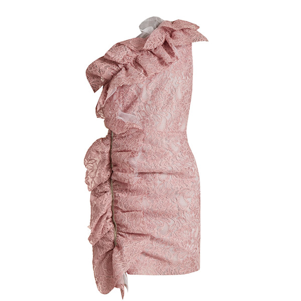 MSGM - One-Shoulder Ruffled Lace Mini Dress | Story + Rain MSGM - One-Shoulder Ruffled Lace Mini Dress | Story + Rain