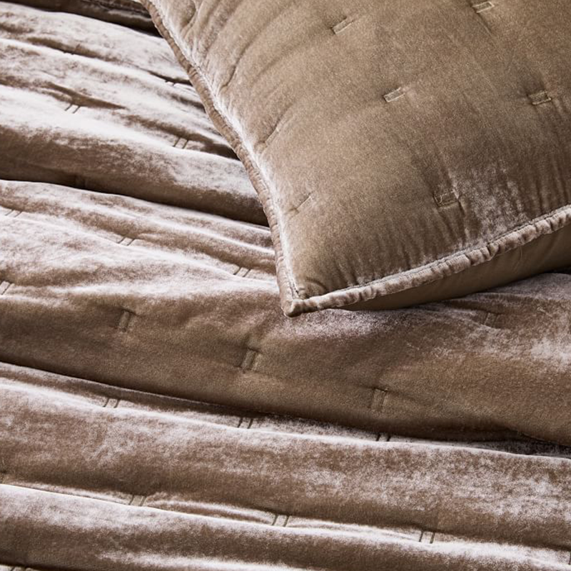 West Elm Lush Velvet Tack Stitch Quilt & Shams Story + Rain
