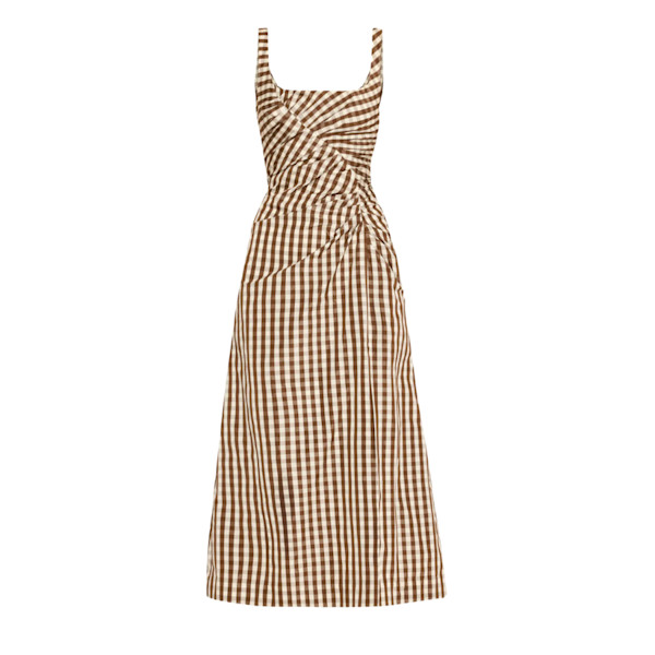 Lela Rose Plaid Taffeta Ruched Sleeveless Midi Dress | Story + Rain Lela Rose Plaid Taffeta Ruched Sleeveless Midi Dress | Story + Rain