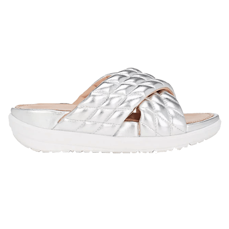 Fitflop Limited Edition - Quilted Metallic Leather Slide Sandals | Story +  Rain