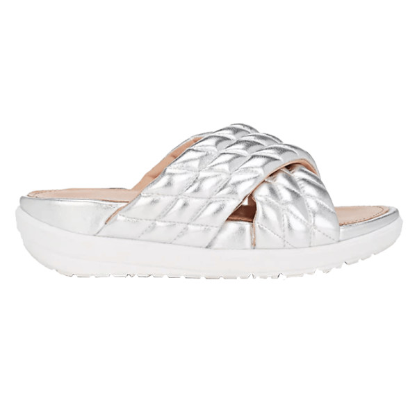 Fitflop Limited Edition - Quilted Metallic Leather Slide Sandals ...