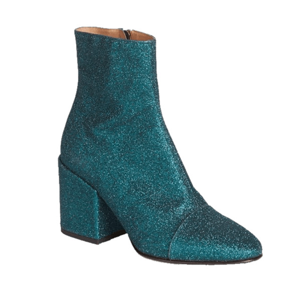 Dries Van Noten Ikat Print Glitter Block Heel Booties Story Rain