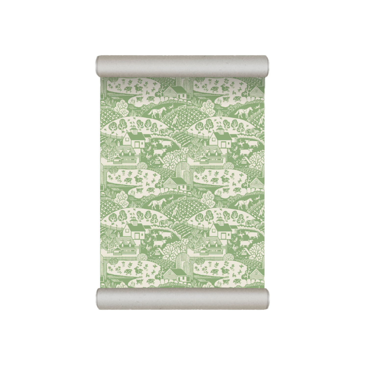  Farrow + Ball Gable Wallpaper in Green Story + Rain