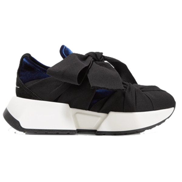 Mm6 maison margiela suede trimmed canvas and velvet sneakers
