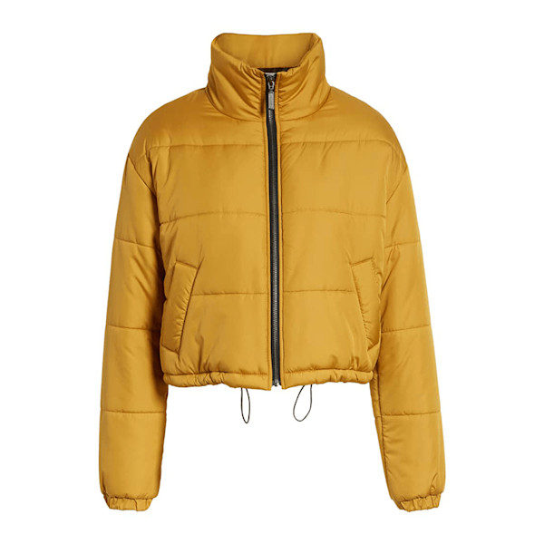 Cropped yellow puffer best sale jacket