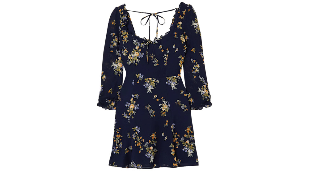 reformation blue floral mini dress Reformation Floral Print Mini Dress - Blue Dresses, Clothing - WRFMN340009