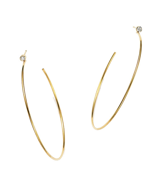 Zoe chicco 14k gold hoop earrings with bezel set diamonds